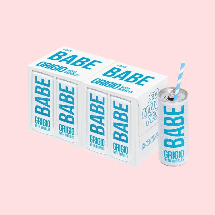 Babe Grigio With Bubbles Wine 4x250ml Can