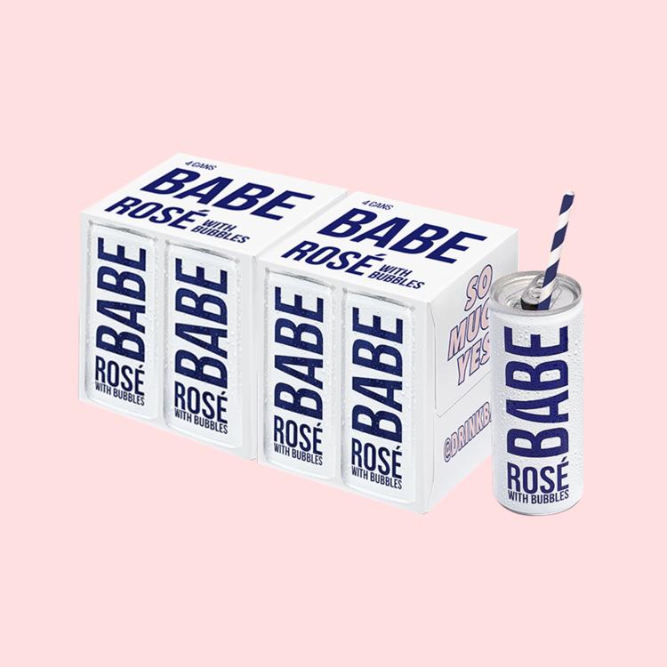 Babe Rose With Bubbles Wine 4x250ml Can